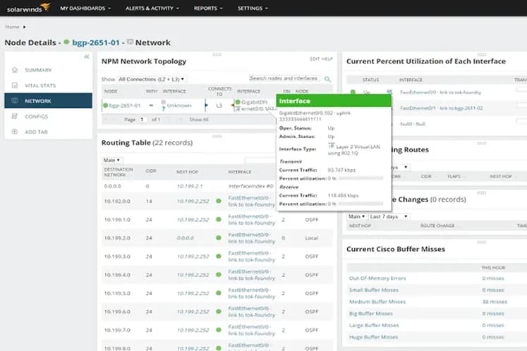 Tela do SolarWinds NPM
