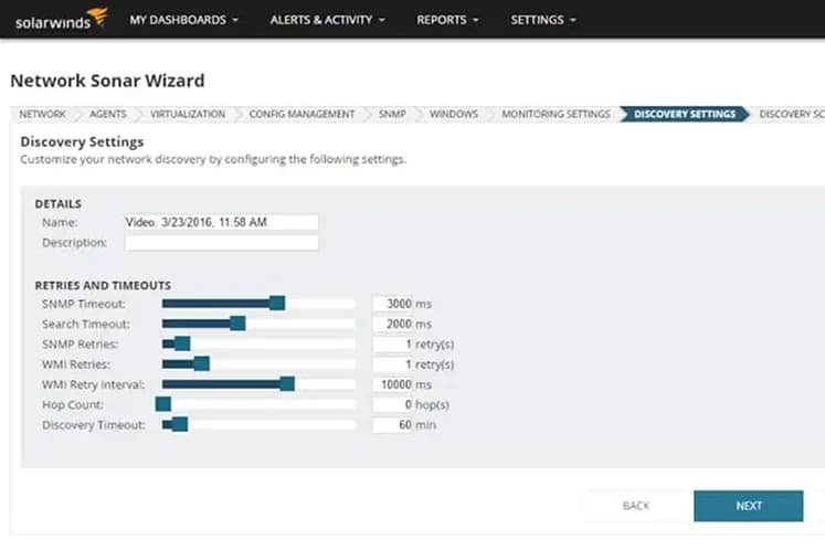 Tela do SolarWinds NPM