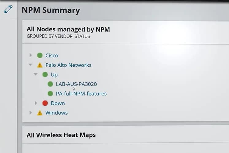 Tela do SolarWinds NPM