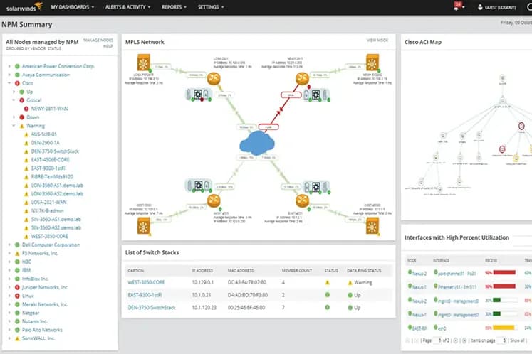 Tela do SolarWinds NPM