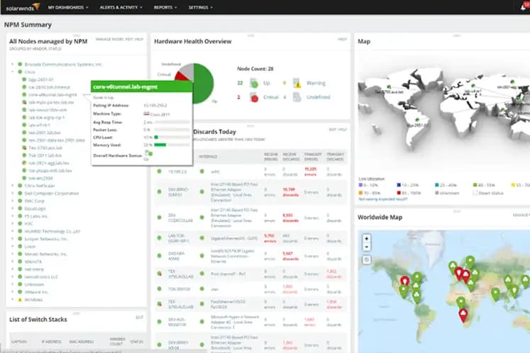 Tela do SolarWinds NPM